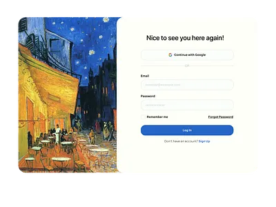 Day 6/100 Design Challenge: Log in Page cafe terrace figma joining page log in sign in ui uidesign ux uxdesign van gogh