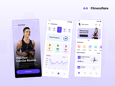 FitnessFlare - Your Ultimate Companion for a Healthier Lifestyle branding graphic design ui