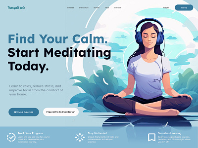 Find Your Calm: Meditate & Relax Anywhere (#Day17) 30daysofwebdesign branding design illustration logo meditation ui web design