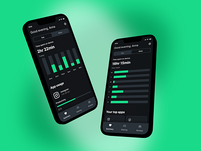 Screen Time App app design dashboard dashboard design data design mobile mobile design ui