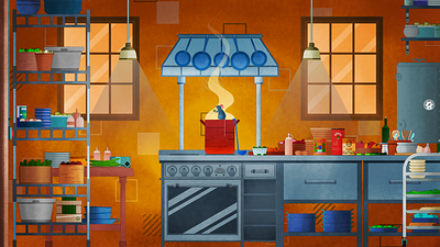 Ratatouille Fan Illustration 2d design disney illustration kitchen pixar ratatouille scene vector