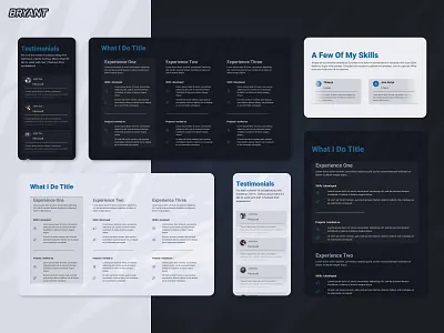 Bryant Protfolio UX / UI / Experience about darkmode design experience lightmode portfolio testimonial ui ux webdesign webflow website