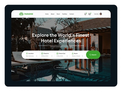 Hotel Booking Website Landing Page book booking desktop hotel hotel booking landing landing page mobile resort website room ui web websiite website ui