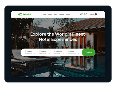 Hotel Booking Website Landing Page book booking desktop hotel hotel booking landing landing page mobile resort website room ui web websiite website ui