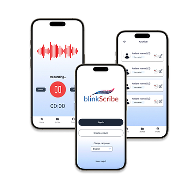 blinkScribe by BrainyMed graphic design medical mobile app ui