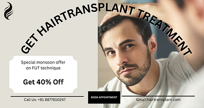 Banner for Get hair transplant Treatment banner graphic design logo poster ui