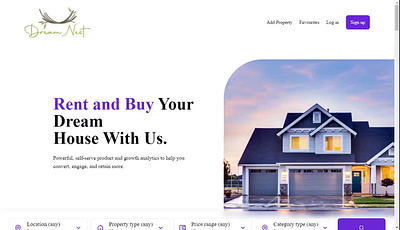 Dream Nest - Real Estate Platform growth analytics home listings online marketplace property buying property management property rental property search real estate real estate platform responsive design self serve platform uiux web development