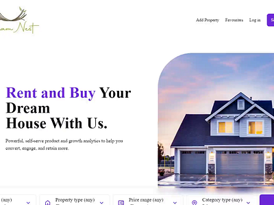 Dream Nest - Real Estate Platform growth analytics home listings online marketplace property buying property management property rental property search real estate real estate platform responsive design self serve platform uiux web development