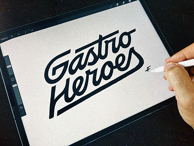 Gastro Heroes authentic branding calligraphy custom flow gastro graphic design identity lettering logo logotype modern premium process restaurant script type unique wordmark