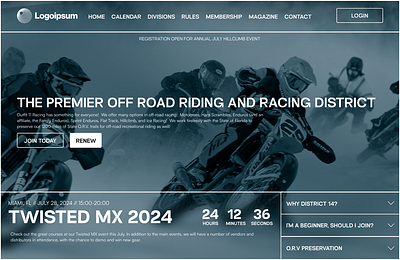 Motocross Rebuild app dashboard login logo minimal modern ui web design