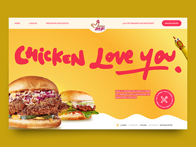 Website Concept for Chicken Love you burger chicken chile concept diseño web fast food figma fried chicken fun design funny hero design hero layout junk food latam layout ui design web design web designer website website design