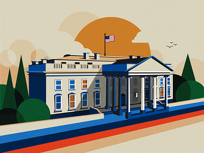 Retro White House Illustration graphic design illu illustration illustrator retro texture vector illustration vintage white house