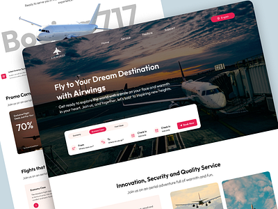 Airwings Flight Booking UI Design 😍 3d branding flight graphic design home landing landingpage minimal motion graphics treandy ui ux