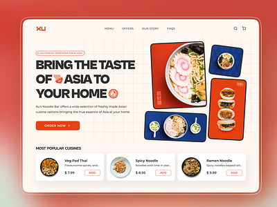 Asian Cuisine Restaurant Landing Page asian food hero section landing page restaurant web design