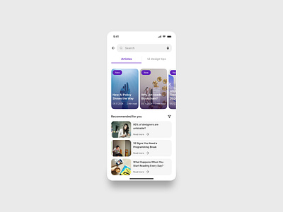 Articles mobile screen ui articles components dailyuichallenge design mobile segmented navigation ui ux