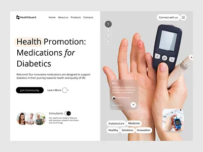 Health Promotion care consultancy diabetes doctor health healthcare home page hospital innovation interface medications medicine mental wellness online platform saas startup technology uiux web design website design