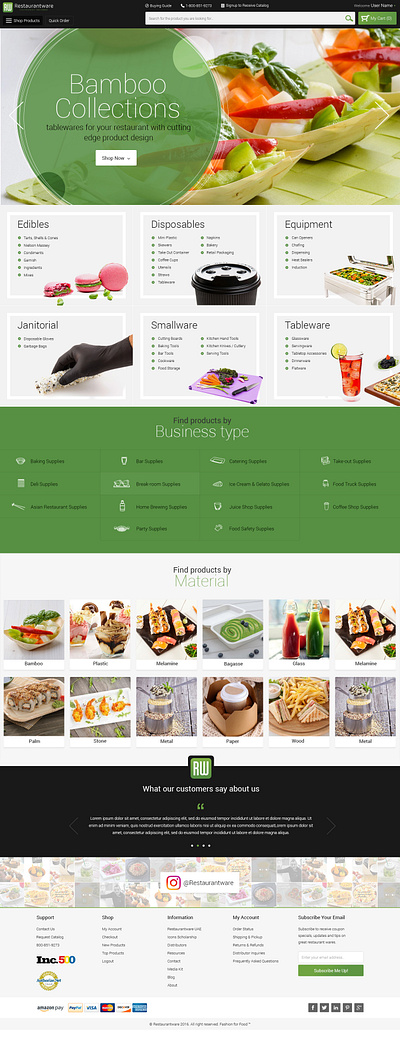 Restaurantware e commerce graphic design ui website design