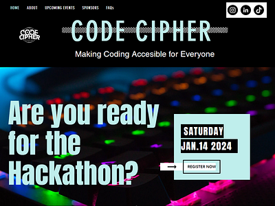 Code Cipher's Hackathon design hackathon website