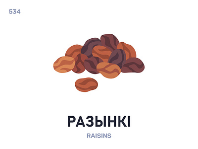 Разы́нкі / Raisins belarus belarusian language daily flat icon illustration vector word