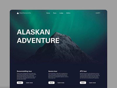 Alaskan Adventure Website adventure alaska aurora northern lights ui ui design uidesign uiux uiux design uiuxdesign web design webdesign website website design wesitedesign