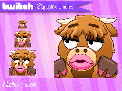 Periodt Highland Cow Emote character character design emote icon design illustrator twitch vector