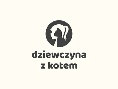 girl with cat branding cat girl icon logo negative space pro sign silhouette