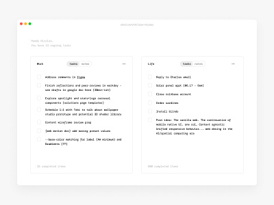 My take on Notes app app lists lol minimal notes product productivity tasks web webapp wfh wtf