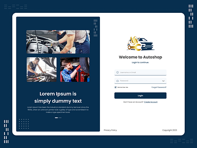 Autoshop- Clean & Modern Login Screen for Car Mechanical Service auto carmechanic carservices carweb carwebsite creative design login loginpage register serviceswebsite signin signinpage signup ui uidesign uiux uiuxdesign uxdesign