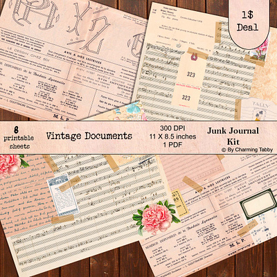 Vintage Documents graphic design illustration junk journal