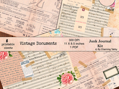 Vintage Documents graphic design illustration junk journal