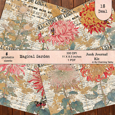 Magical Garden animation illustration junk journal