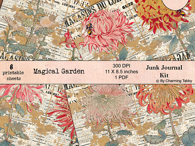 Magical Garden animation illustration junk journal