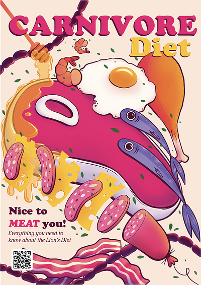 Magazine Cover carnivore carnivore diet cartoon cheese cover design editorial editorial illustration egg fish graphic design illustration illustration design magazine cover magazine illustration meat steak