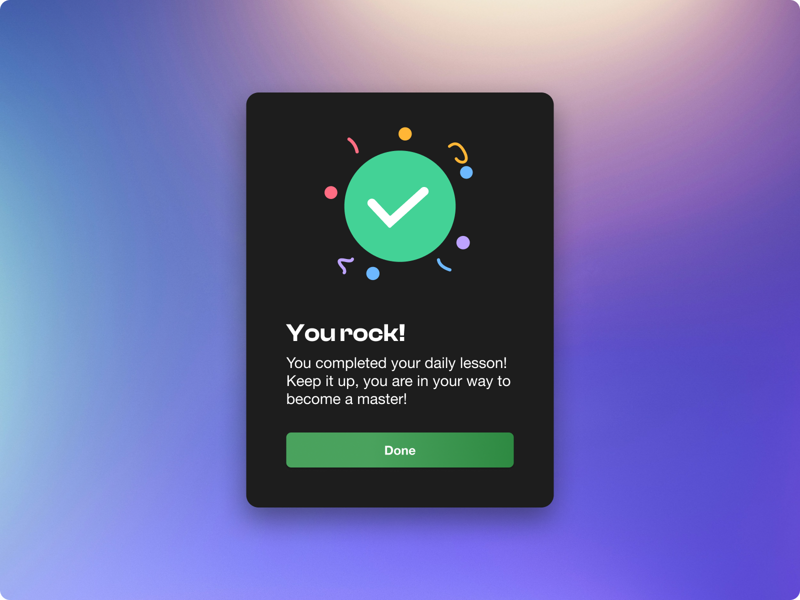 Day 27 of improving my UI skills · #27 Design a success screen card challenge done flat design state status success success status ui