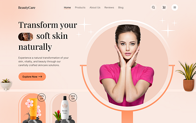 Skin care website landing page 2024 beauty product cosmetics ecommerce face care facial fashion landing page makeup product website skincare skincare landing page skincare website trend 2024 ui ui design website website design