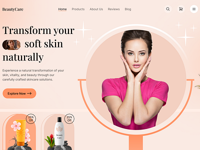 Skin care website landing page 2024 beauty product cosmetics ecommerce face care facial fashion landing page makeup product website skincare skincare landing page skincare website trend 2024 ui ui design website website design