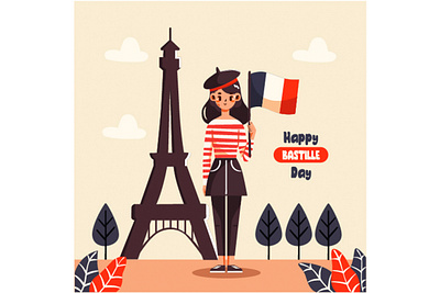 Happy Bastille Day on 14 July with France Flag and Eiffel Tower bastille celebration concert country day eiffel event festival firework flag francaise france french holiday national parade paris patriot revolution tower