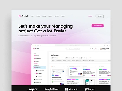 Orbital Website Hero clean cloud collaboration dashboard design fintech management system minimal multiplatform product design project saas saas dashboard saas product spreadsheet system ui