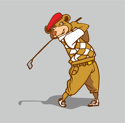 golfy bear bear elegant golf illustration player style vector