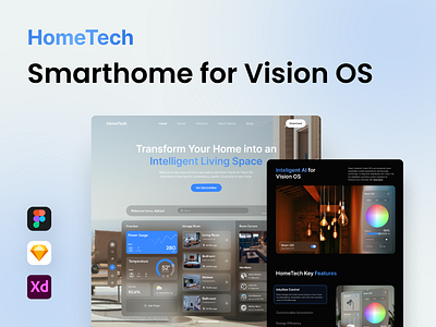 Hometech - Smarthome for Vision OS apple home controller landing page responsive smarthome ui ui design ux ux design vision os web design web template