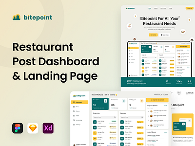 Bitepoint - Restaurant POS Dashboard & Landing Page colorful dashboard landing page order ordering point of sale pos restaurant restaurant pos sales ui design ux design web design web template