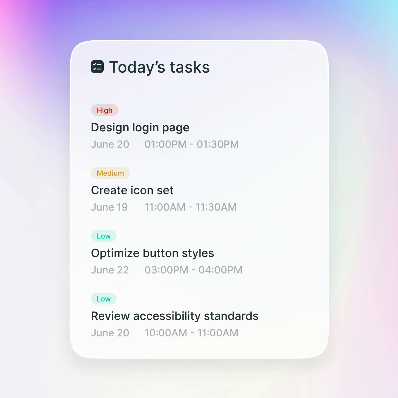 Example of Interaction of task detail component