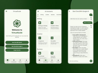 VirtualGuide V4.0: Your Intelligent AI-Powered Flutter Companion 3d aicompanion aiwritingassistant animation branding chatgpt codeoptimization crossplatform customizableui flutter flutterapp googlegemini graphic design mobileappdevelopment motion graphics multilanguagesupport productivityapp techinnovation trueulymarket ui