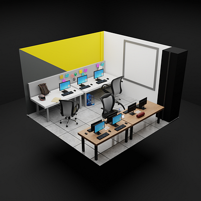 3d design of my office / workspace 3d animation branding graphic design ui
