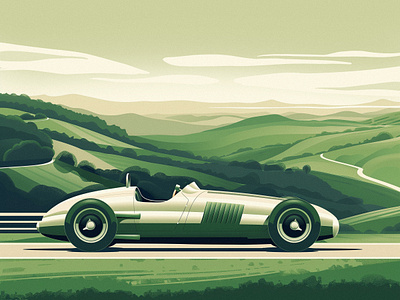 Green Valley art branding car design graphic design green valley illustration illustrator landscape mountains nature procreate retro retro poster speed car sport car toscana valley vector