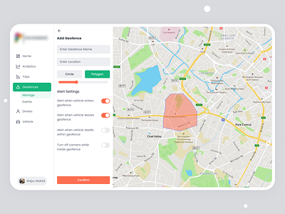 Fleet Management - Add Geofences alert app alert system camera event location fleet mangement fleet map fleet mobile app fleet saas fleet software fleet system fleet ui geofence alert geofences geofences app gps tracking map view polygon vehicle app vehicle management