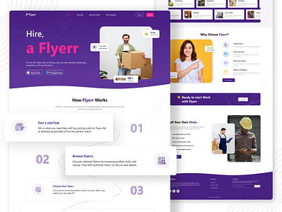 Flyerr - Job Portal Web App UI branding find work job portal job search landing page ui uiux web web design webapp website