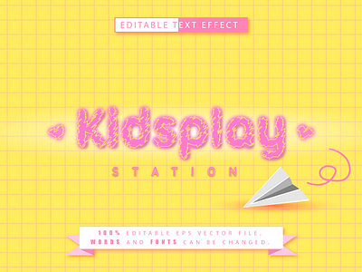 Editable text effect font kidsplay station graphic design texture