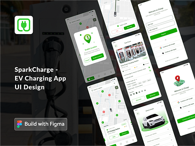 SparkCharge - EV Charging App Ui Design branding charging station eclectic car ev ev car ev charging mobile app ui ui design uiux vector