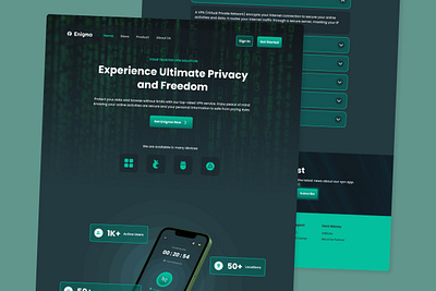 Enigma - VPN Proxy Landing Page V1 application apps browsing cyber design futuristic internet layout modern network private professional safe secure service system ui ux virtual website